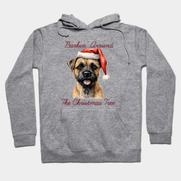 Christmas Border Terrier Dog in Santa Hat Hoodie by Pawsitive Curios